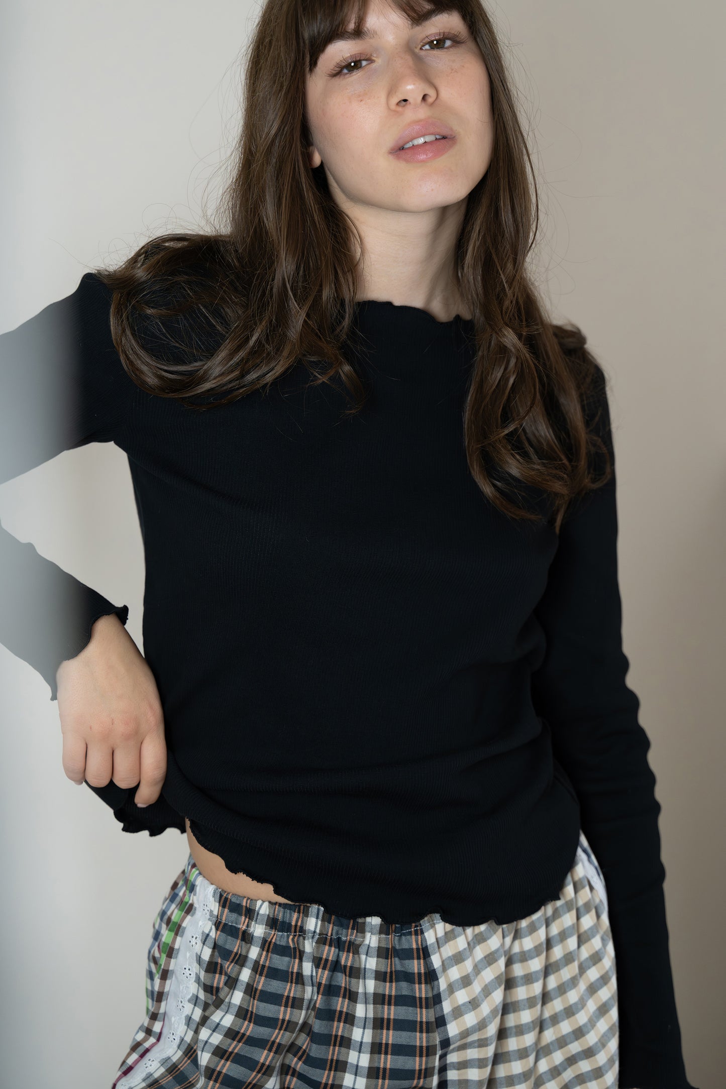 T-shirt shelly a costine variante nera