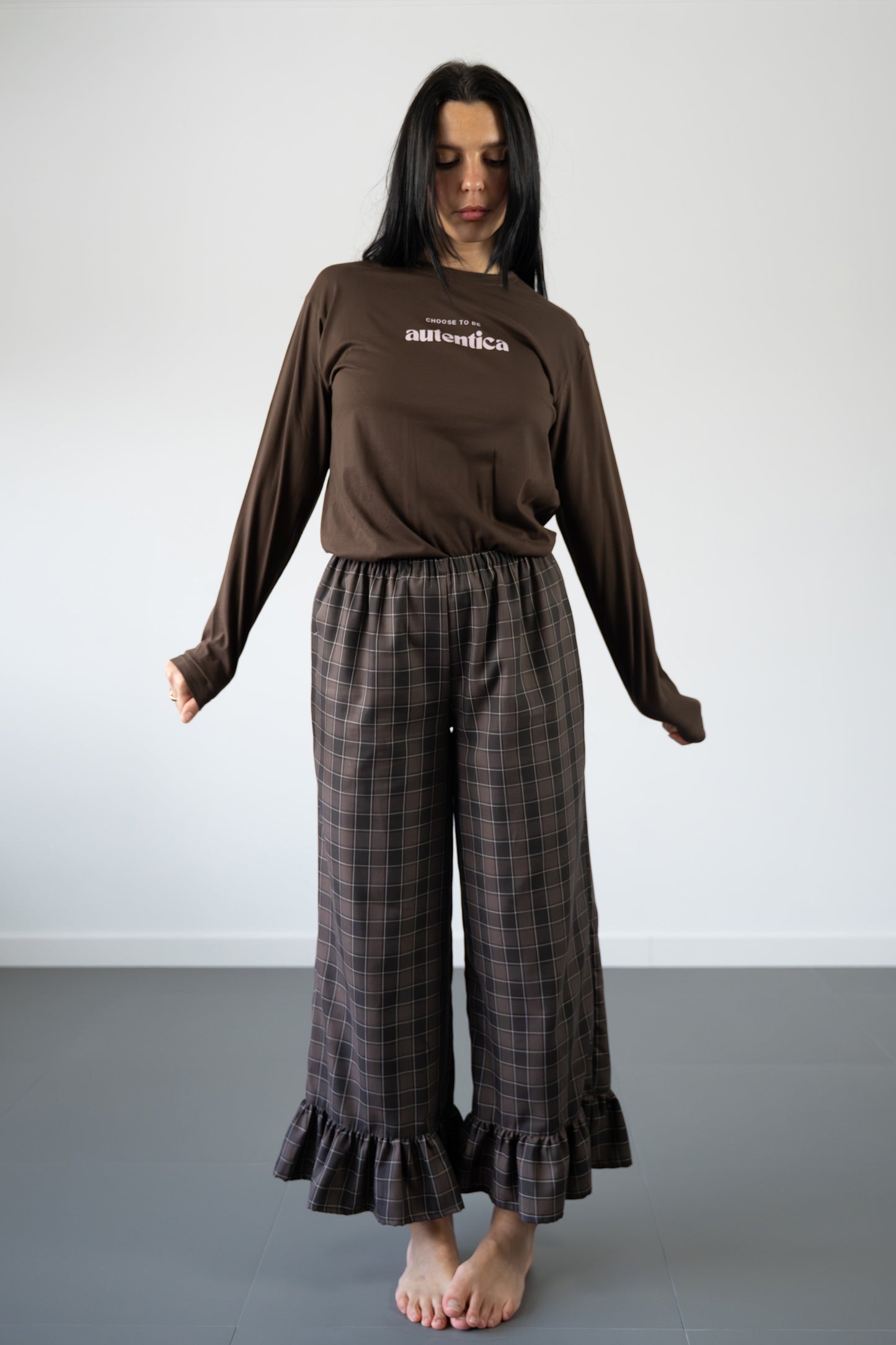 Completo Virginia tartan cioccolato
