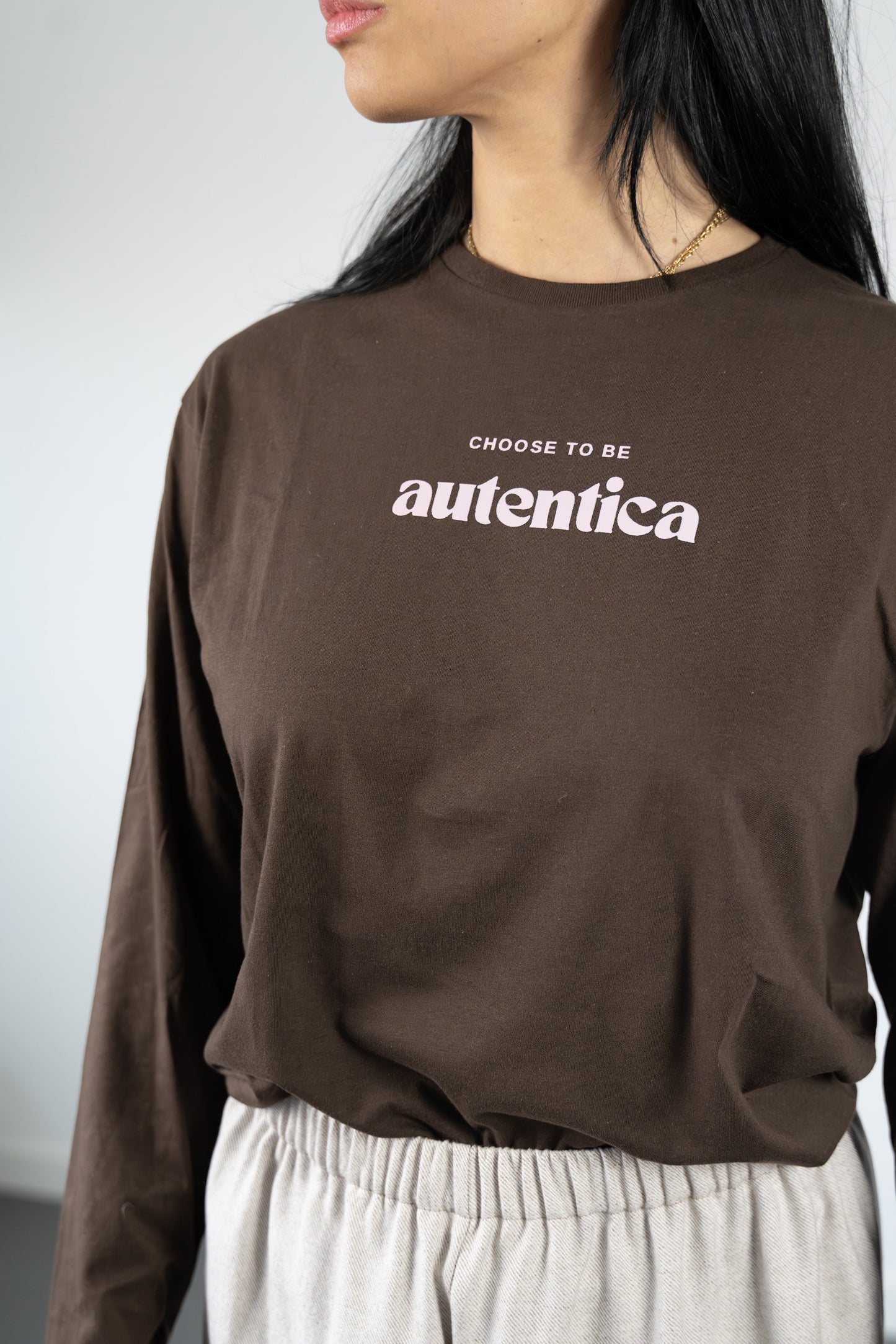 T-shirt autentica cioccolato e rosa