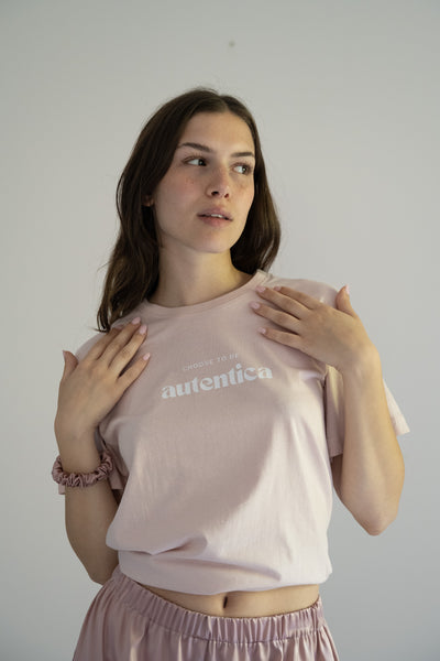 T-shirt autentica variante latte base rosa