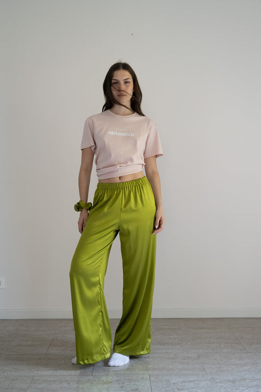 Pantaloni lunghi seta variante avocado
