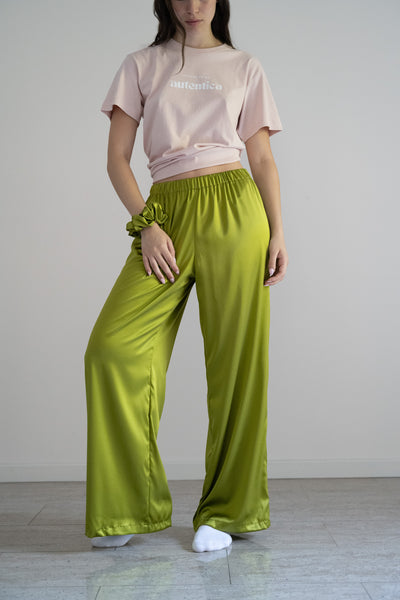 Pantaloni lunghi seta variante avocado