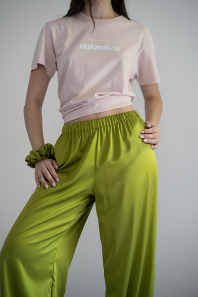 Pantaloni lunghi seta variante avocado
