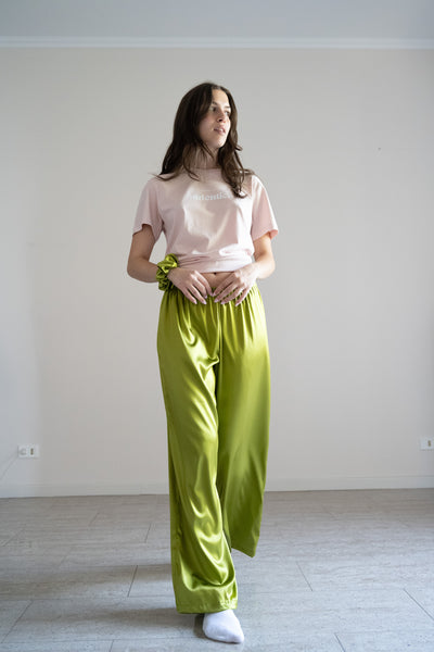 Pantaloni lunghi seta variante avocado