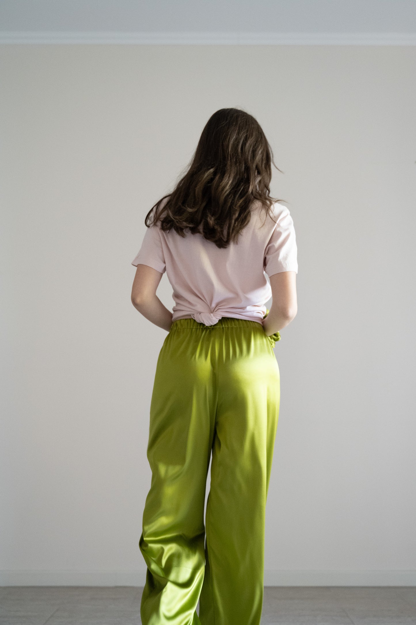 Pantaloni lunghi seta variante avocado