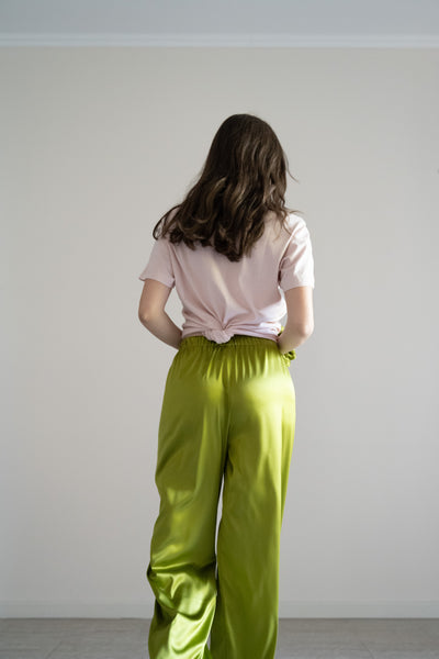 Pantaloni lunghi seta variante avocado