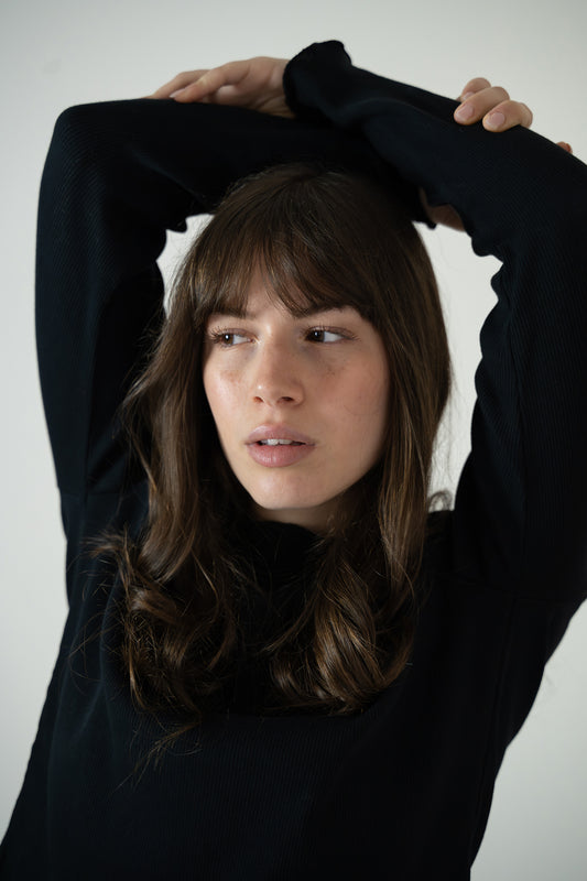 T-shirt shelly a costine variante nera