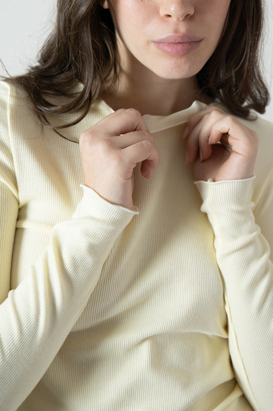 T-shirt shelly a costine, variante burro