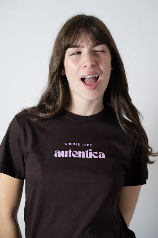 T-shirt autentica cioccolato e rosa