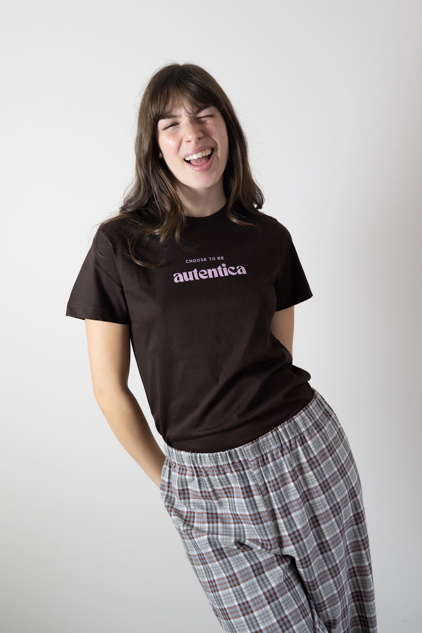 T-shirt autentica cioccolato e rosa