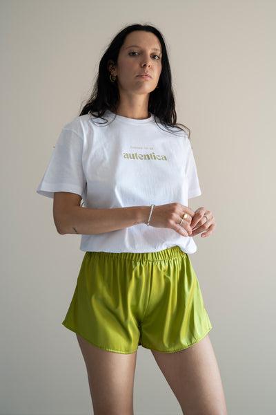 Shorts seta variante avocado