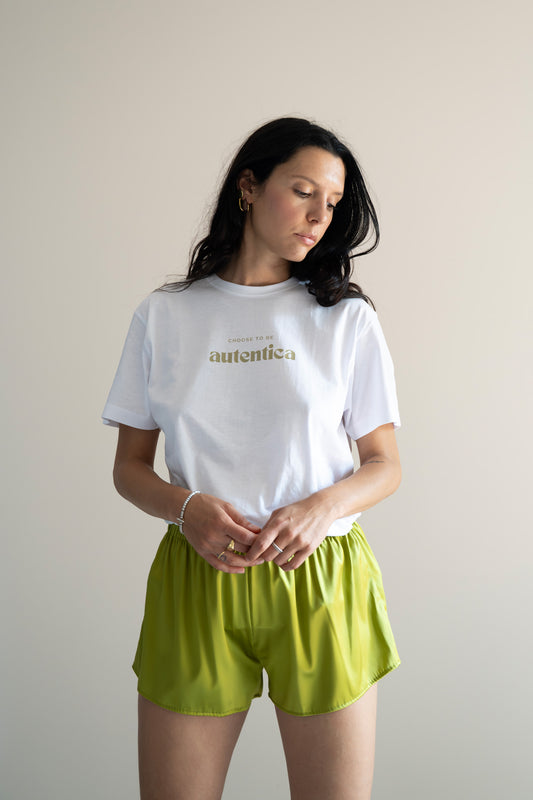 Shorts seta variante avocado