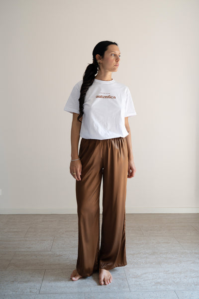 Pantaloni lunghi seta variante moka
