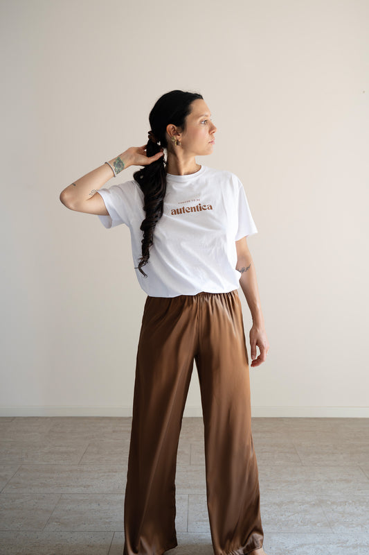 Pantaloni lunghi seta variante moka