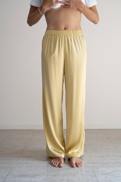 Pantaloni lunghi seta variante burro