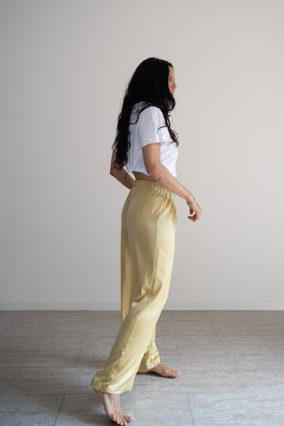 Pantaloni lunghi seta variante burro