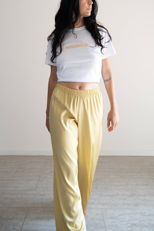 Pantaloni lunghi seta variante burro