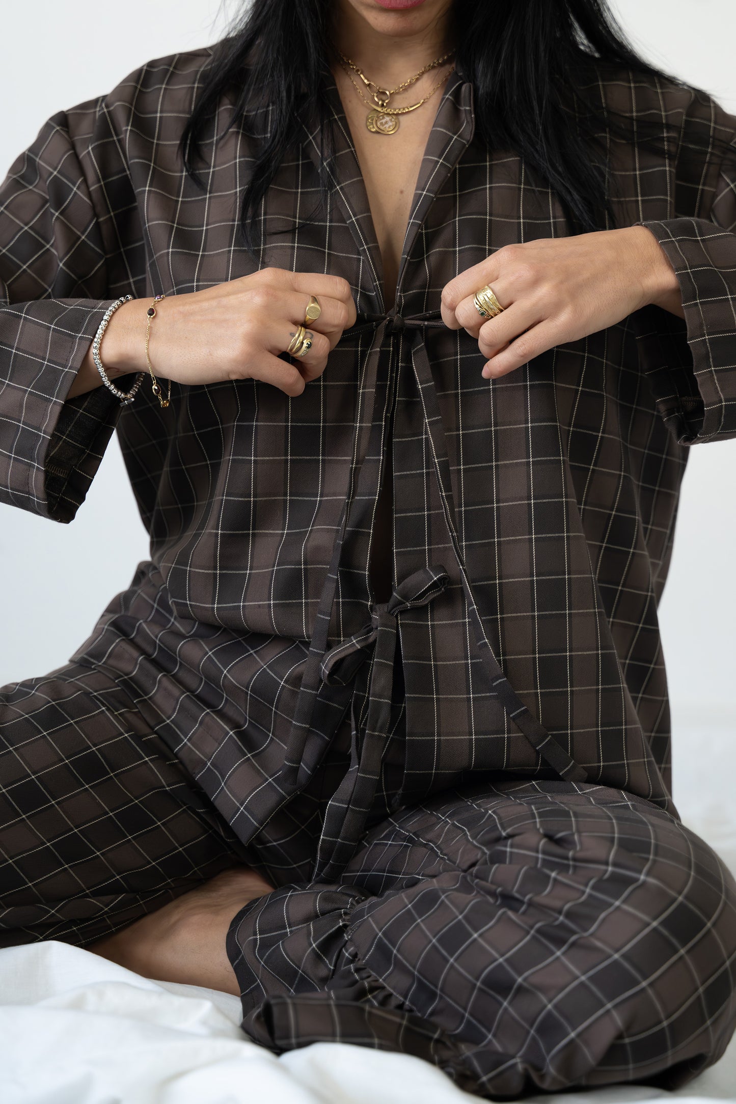 Completo Virginia tartan cioccolato