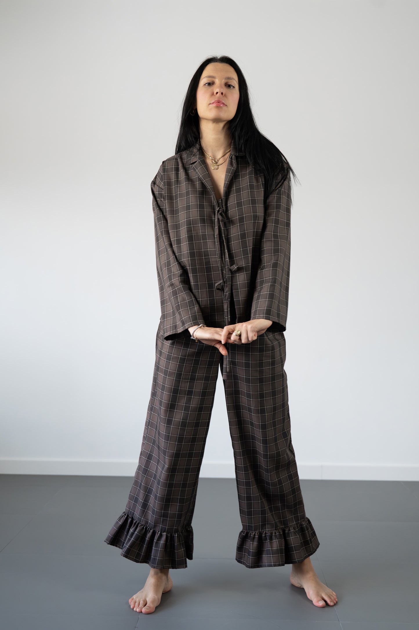 Completo Virginia tartan cioccolato