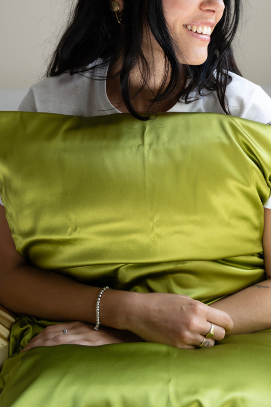 Federa in seta avocado