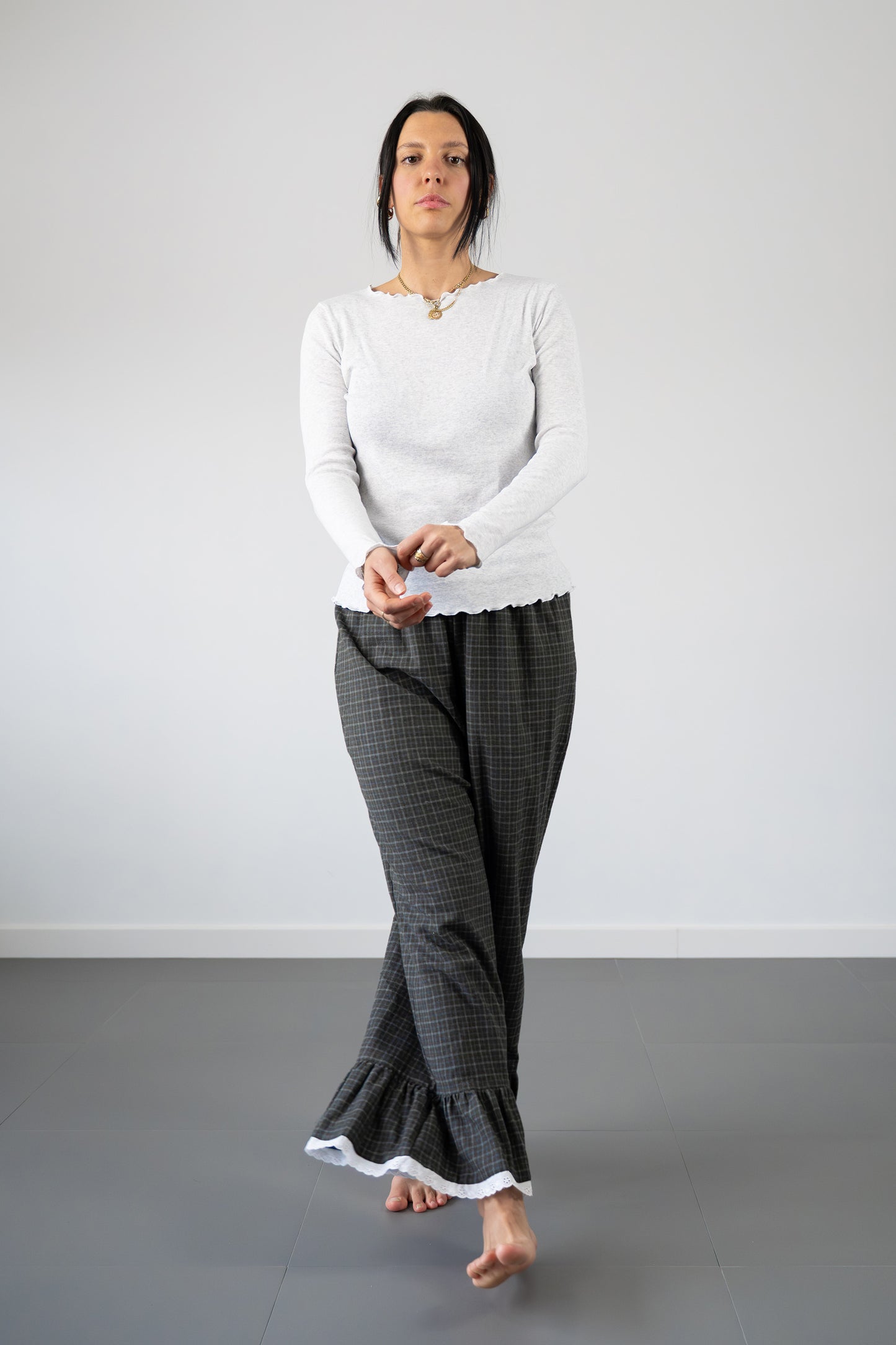 Pantaloni con rouches