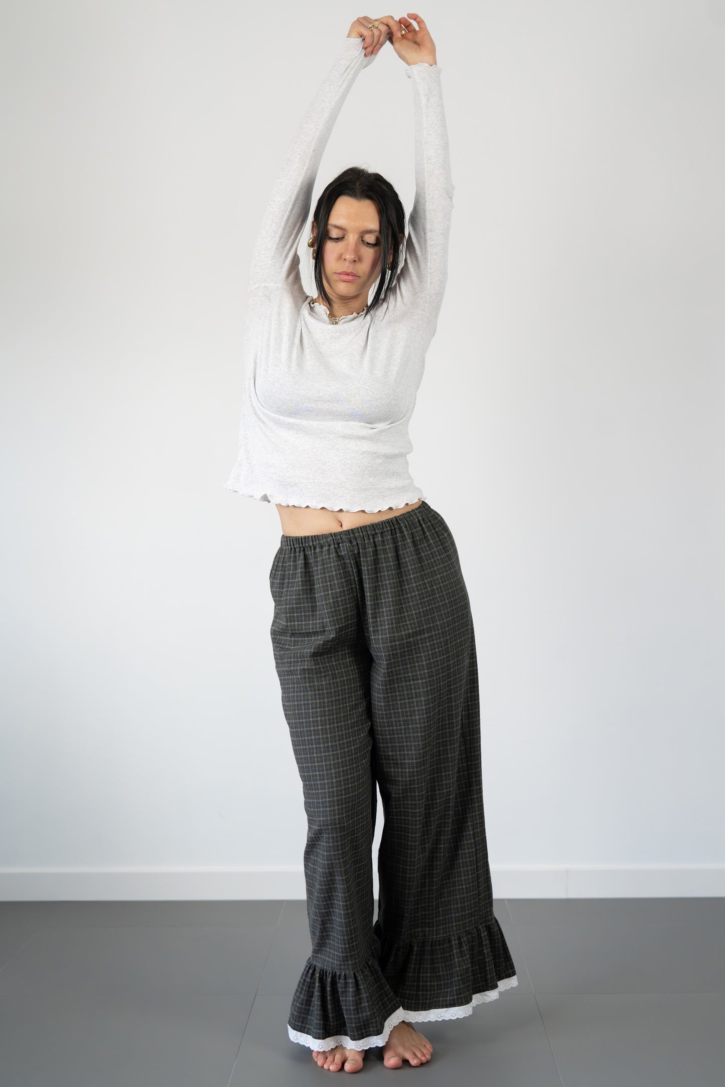 Pantaloni con rouches