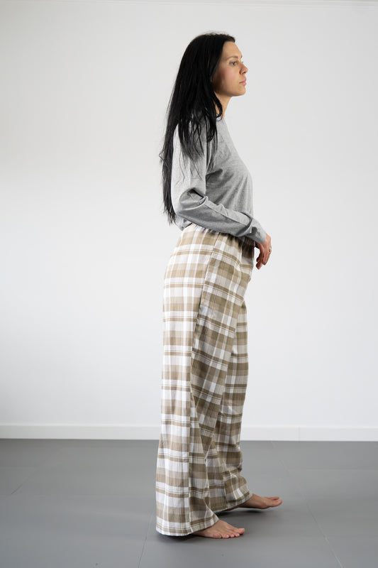 Pantaloni Atlanta, nocciola tartan